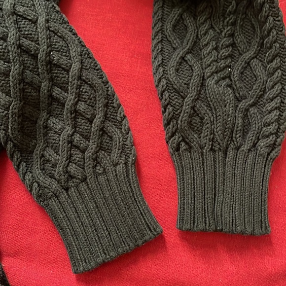 Banana Republic Sz M Belted Black Chunky Knit  Button Down Long Cardigan - Picture 13 of 16